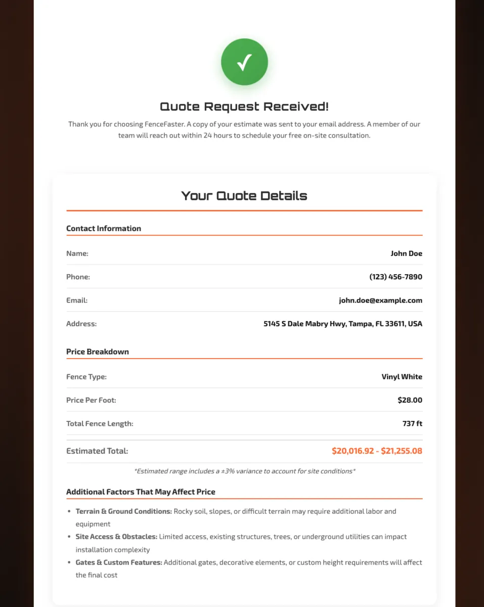 Step 3: View your generated quote