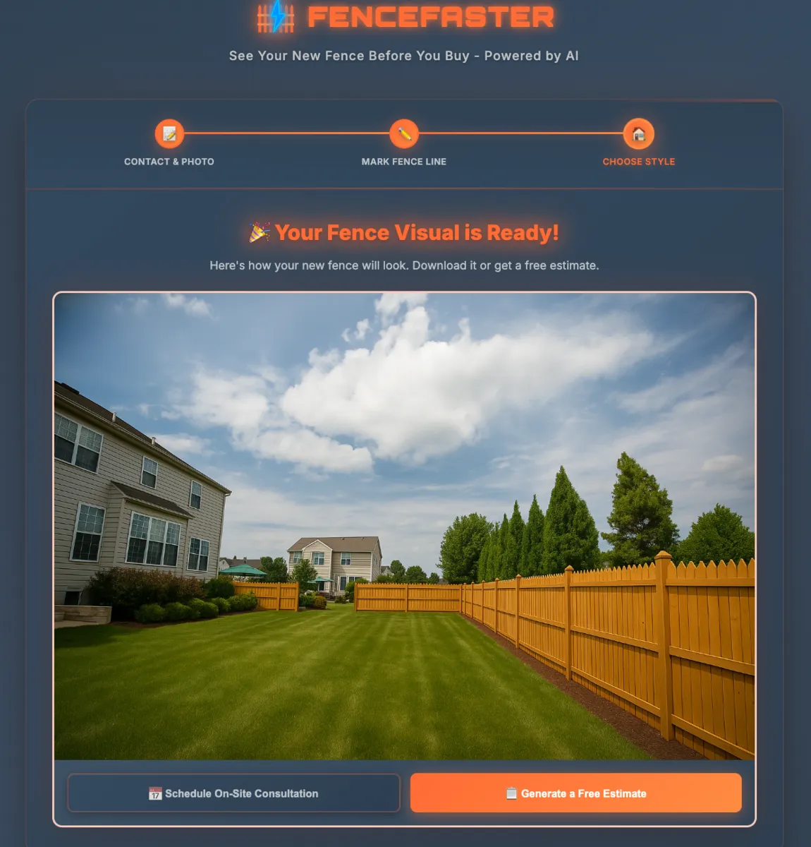 Step 3: Show the customer their fence visualization